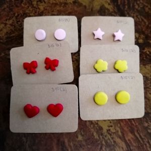 Take All! 6 Pairs Of Polymer Clay Earrings
